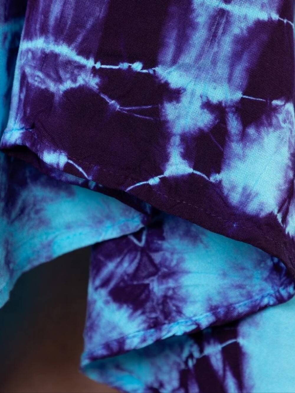 Just Cruising Sleeveless Tie-Dye V-Neck Beach Dress Aqua & Purple Rayon Breezy - Picture 9 of 14